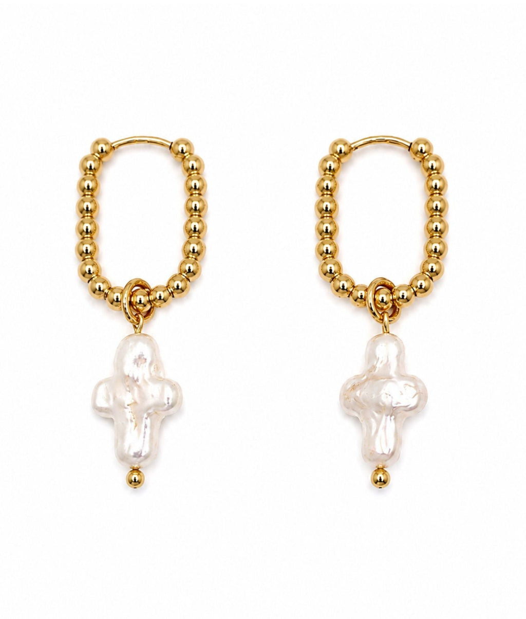 Boucles d’Oreilles Perles Keshi – Plaqué Or 18K - Bijoux Croix