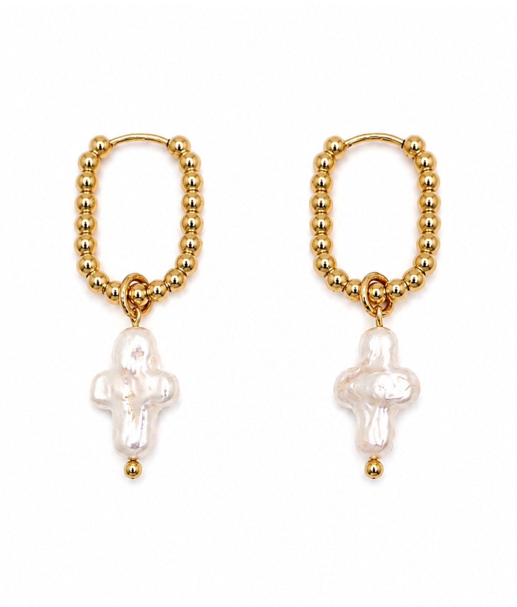 Boucles d’Oreilles Perles Keshi – Plaqué Or 18K - Bijoux Croix