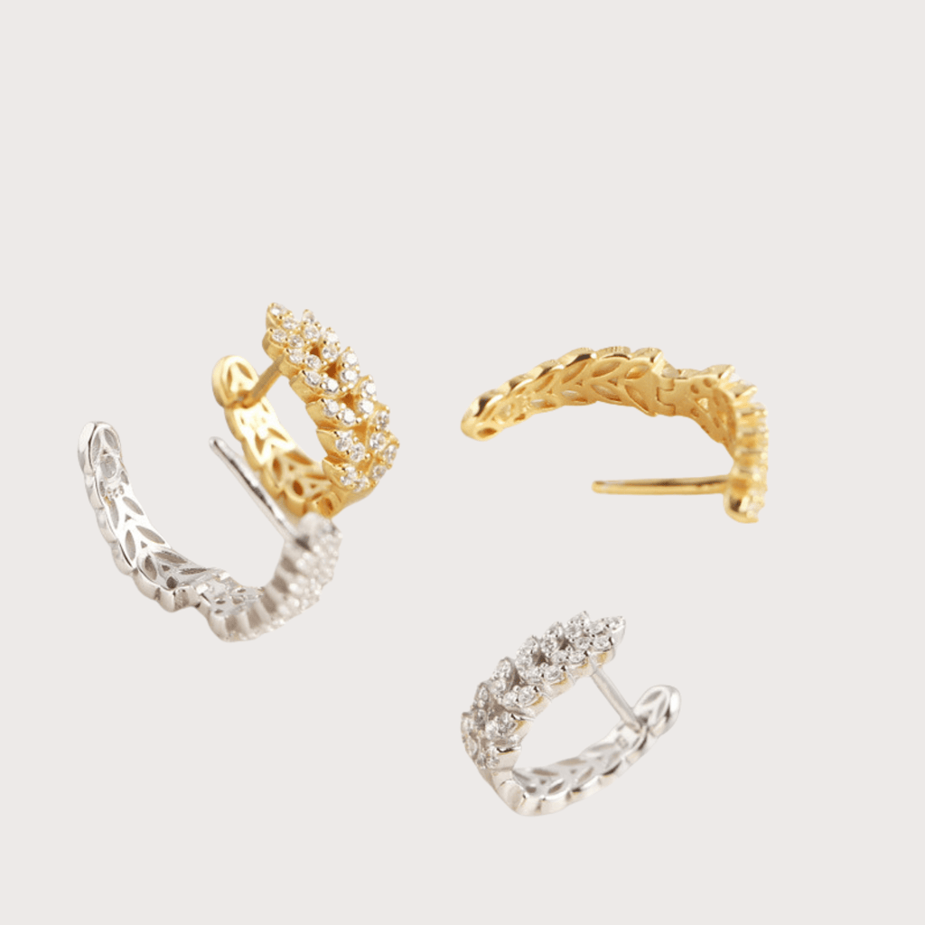 Boucles d’oreilles Rameaux – Plaqué Or 18K et Argent - Bijoux Croix