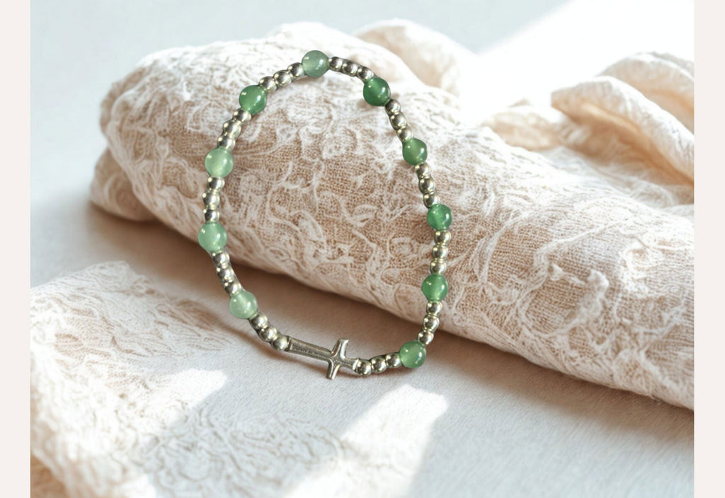 Bracelet Croix Aventurine Véritable - Bijoux Croix