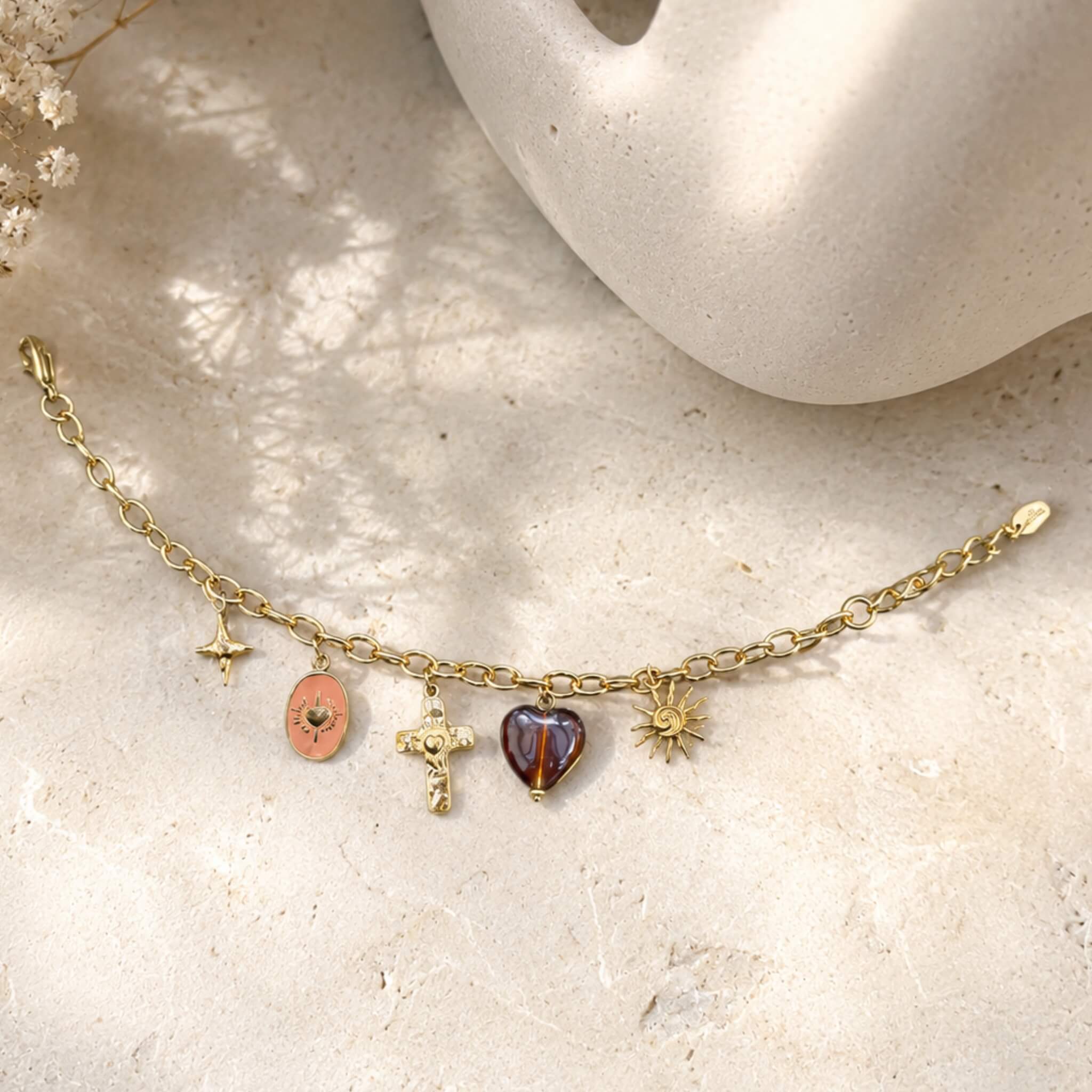 Bracelet Croix Breloques - Acier inoxydable - Bijoux Croix