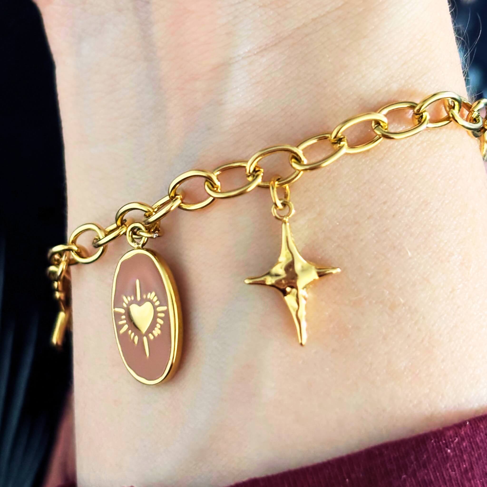 Bracelet Croix Breloques - Acier inoxydable - Bijoux Croix