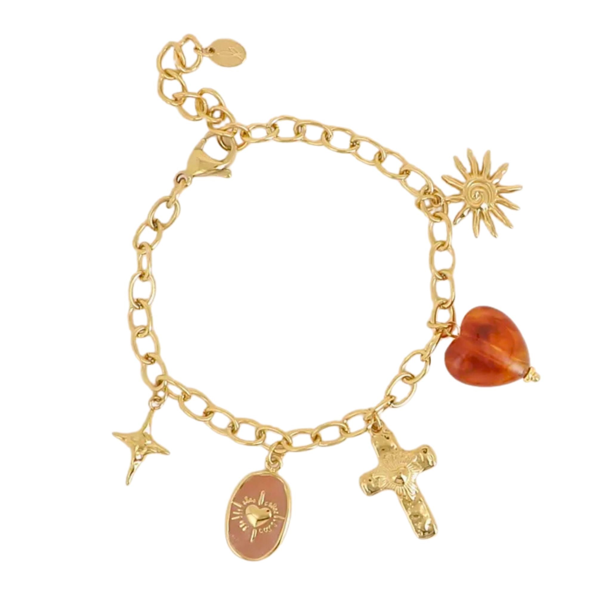 Bracelet croix breloques en acier inoxydable