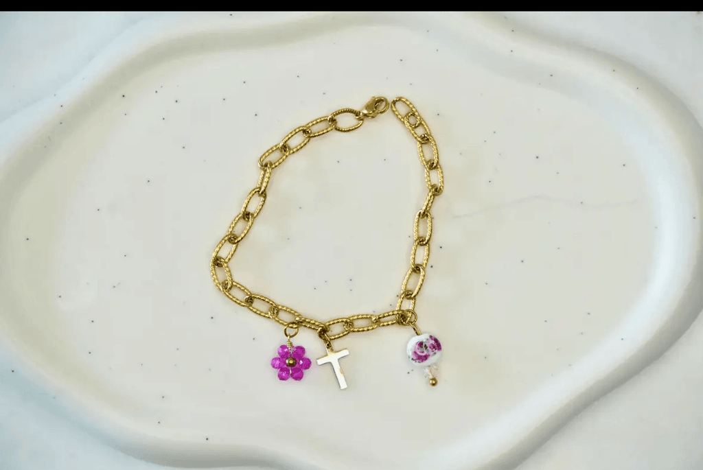 Bracelet Croix et Fleurs - Bijoux Croix