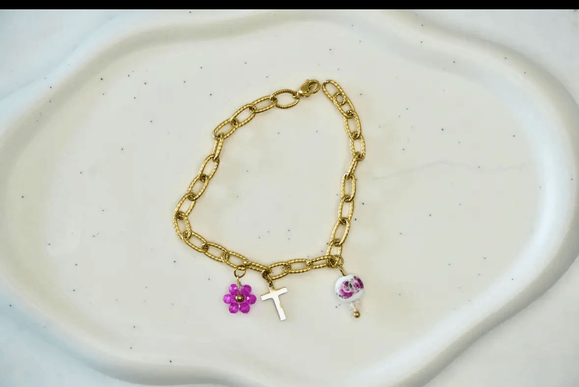 Bracelet Croix et Fleurs - Bijoux Croix