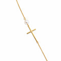 Bracelet Croix Horizontale – Argent Plaqué Or & Perles d’Eau Douce - Bijoux Croix