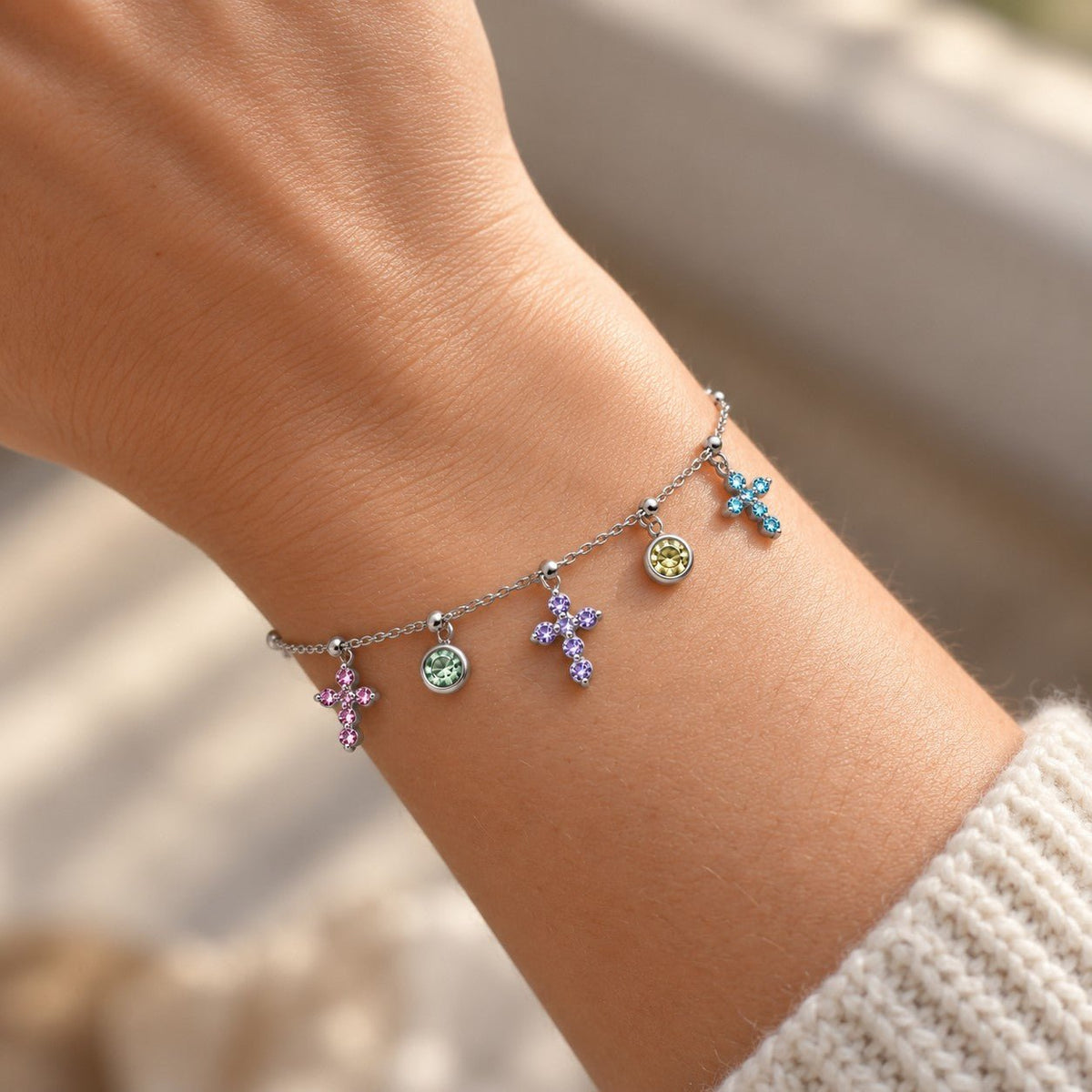 Bracelet Croix Multiples à Breloques - Bijoux Croix