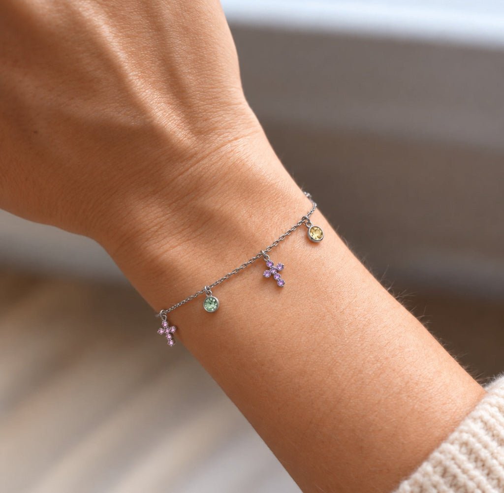 Bracelet Croix Multiples à Breloques - Bijoux Croix