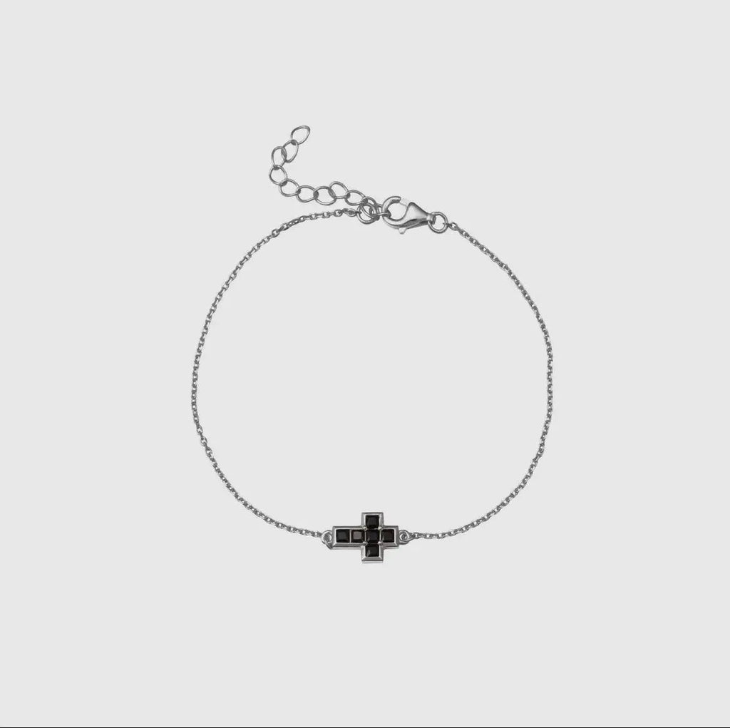 bracelet croix noe en argent et noir