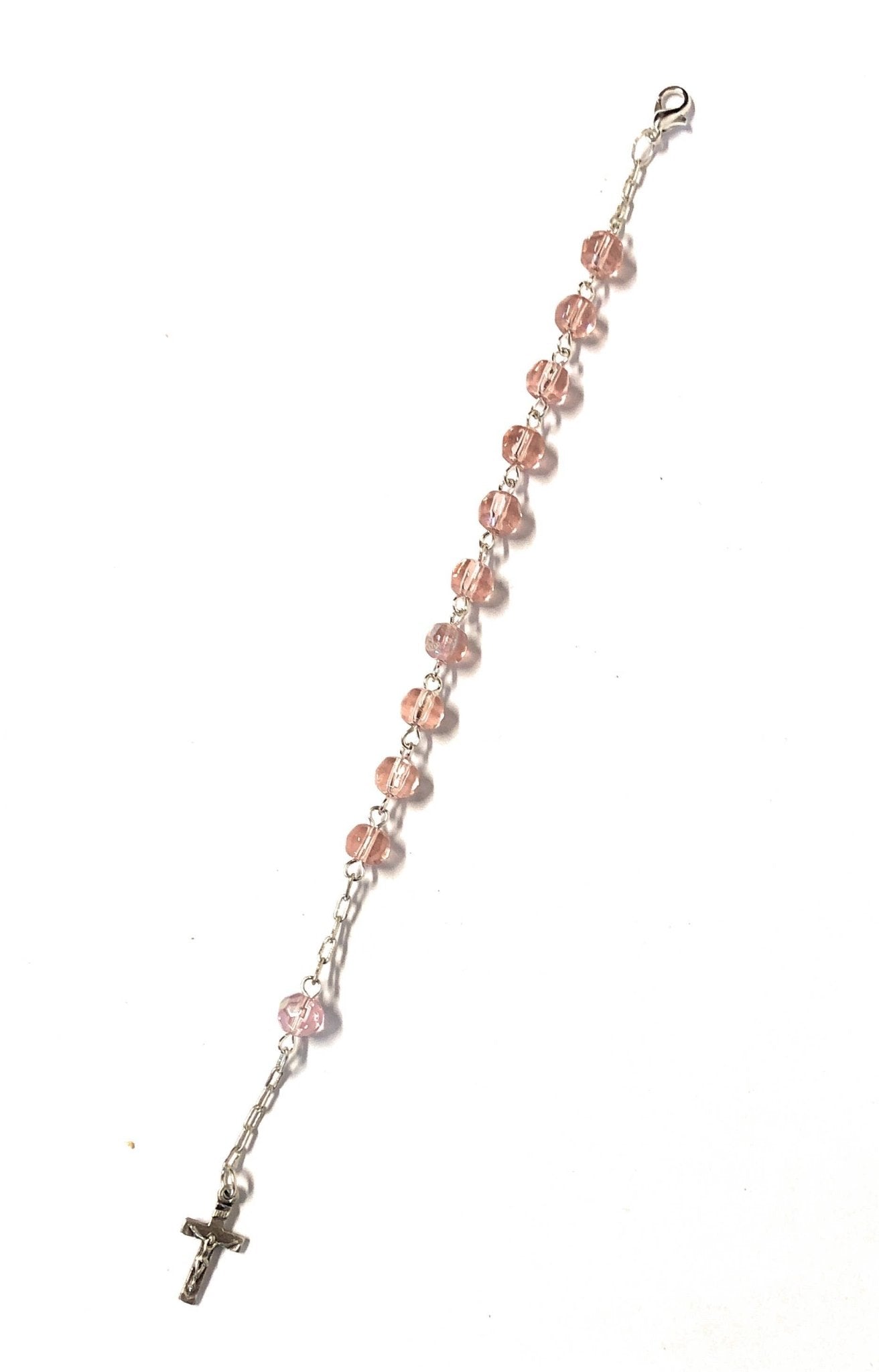 Bracelet Décade Crucifix cristal rose - Bijoux Croix