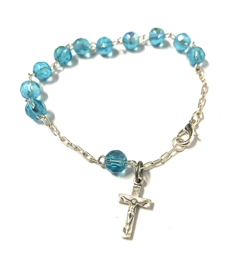 Bracelet Dizainier Bleu Aigue-Marine en Cristal - Bijoux Croix