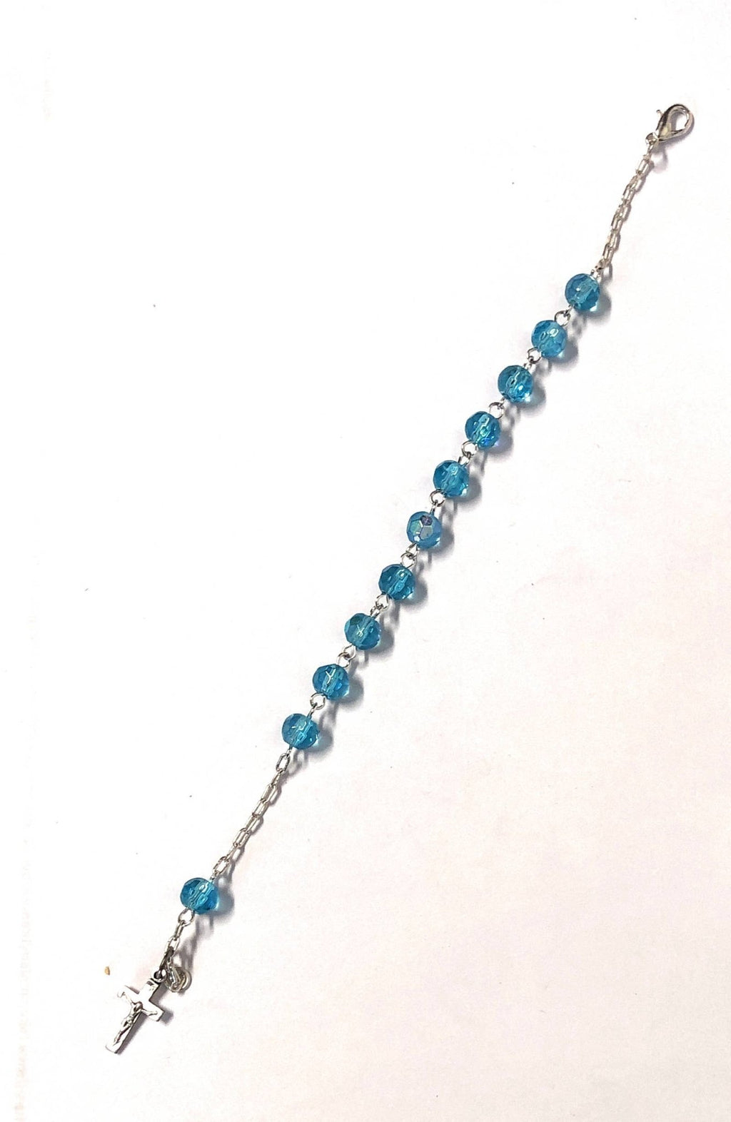 Bracelet Dizainier Bleu Aigue-Marine en Cristal - Bijoux Croix