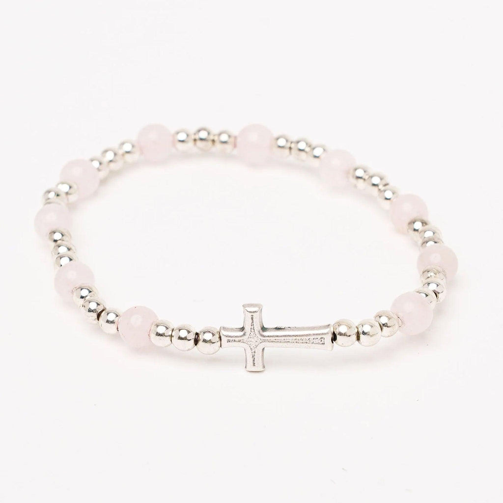 Bracelet Maria en quartz rose - Bijoux Croix