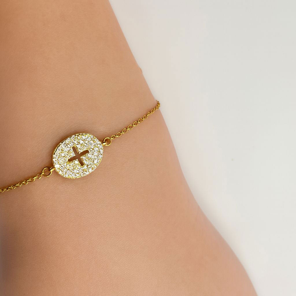 Bracelet Médaillon Croix Rébecca - Bijoux Croix