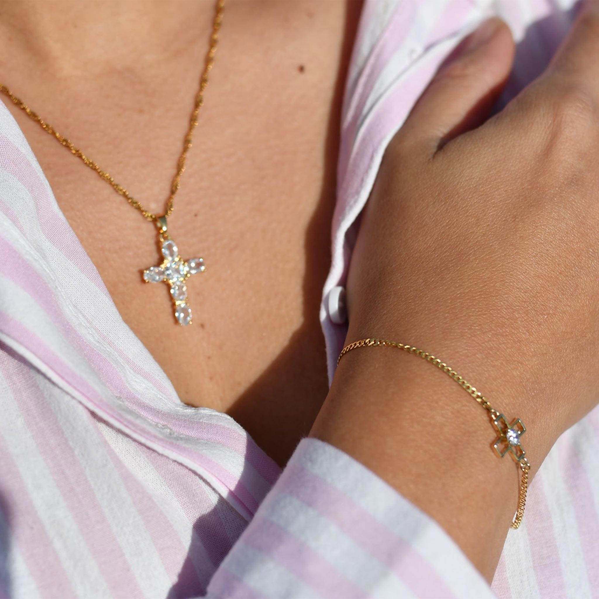 Bracelet Seth en Argent Plaqué Or 24 carats - Bijoux Croix