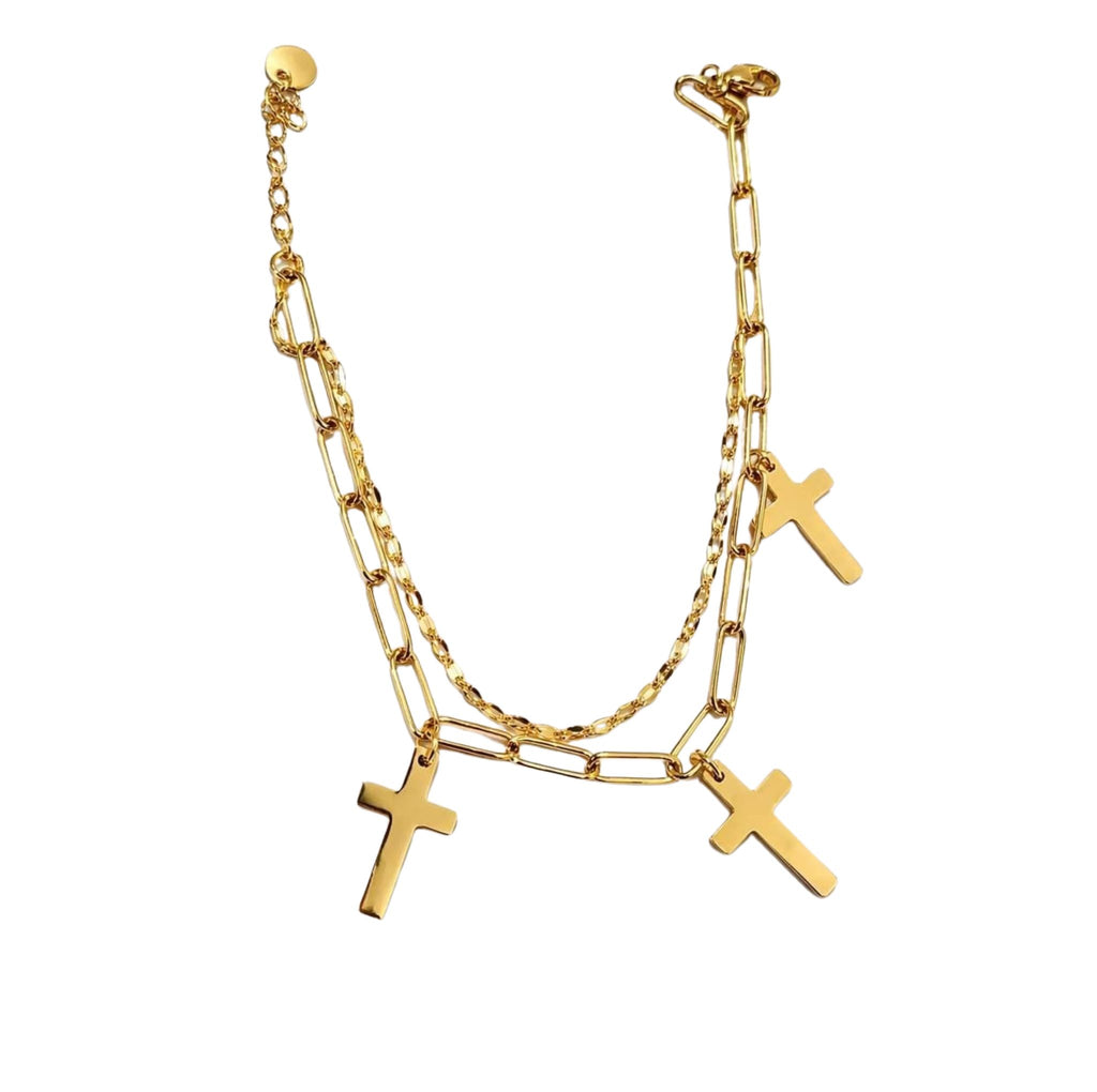 Bracelet Triple Croix Doré