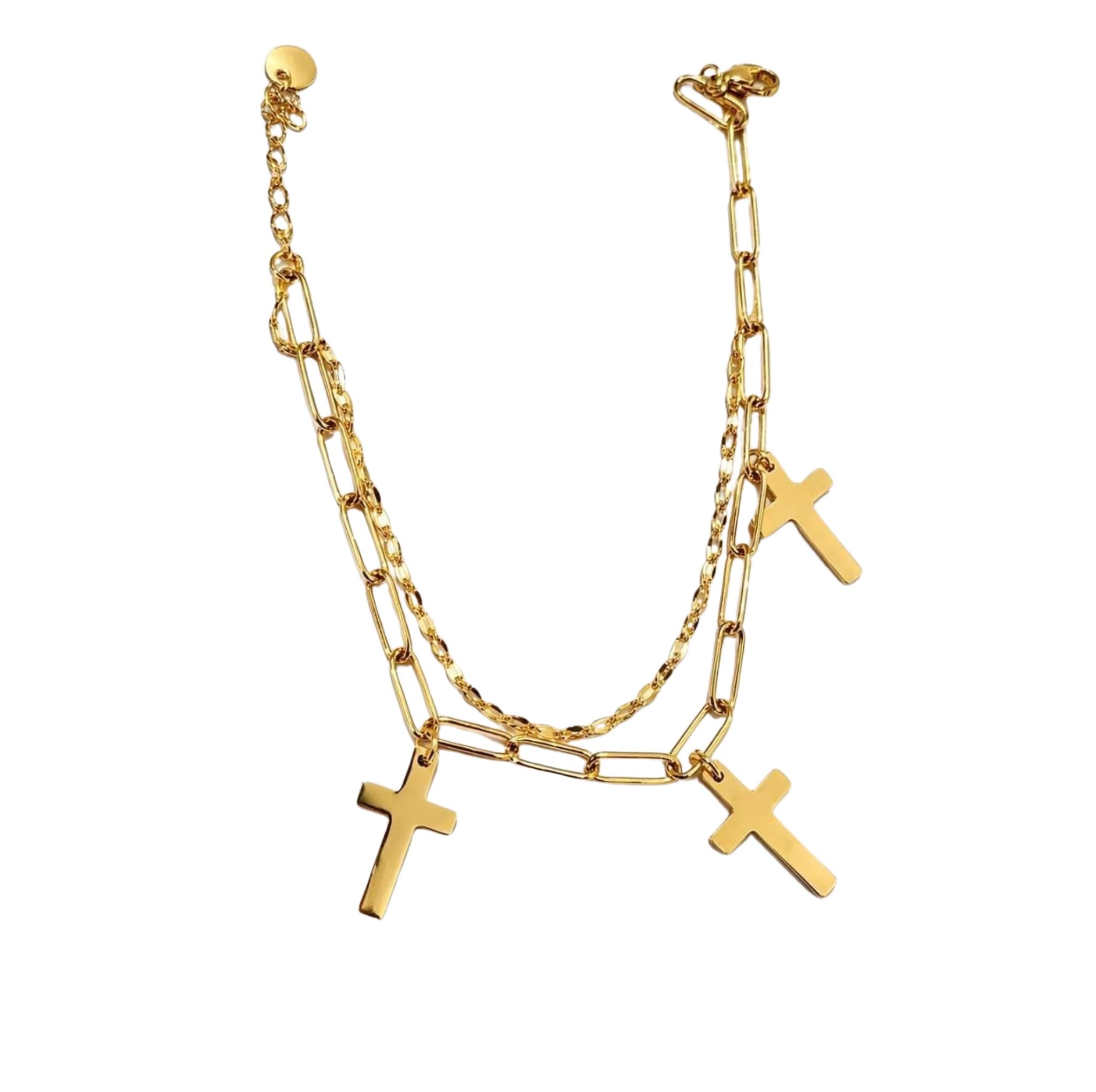 Bracelet Triple Croix Doré