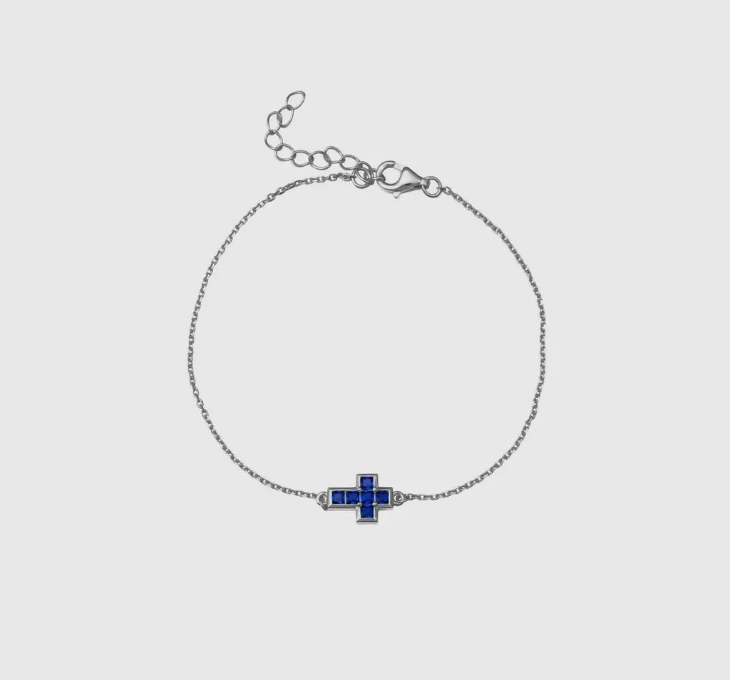 bracelet croix noe en argent et bleu