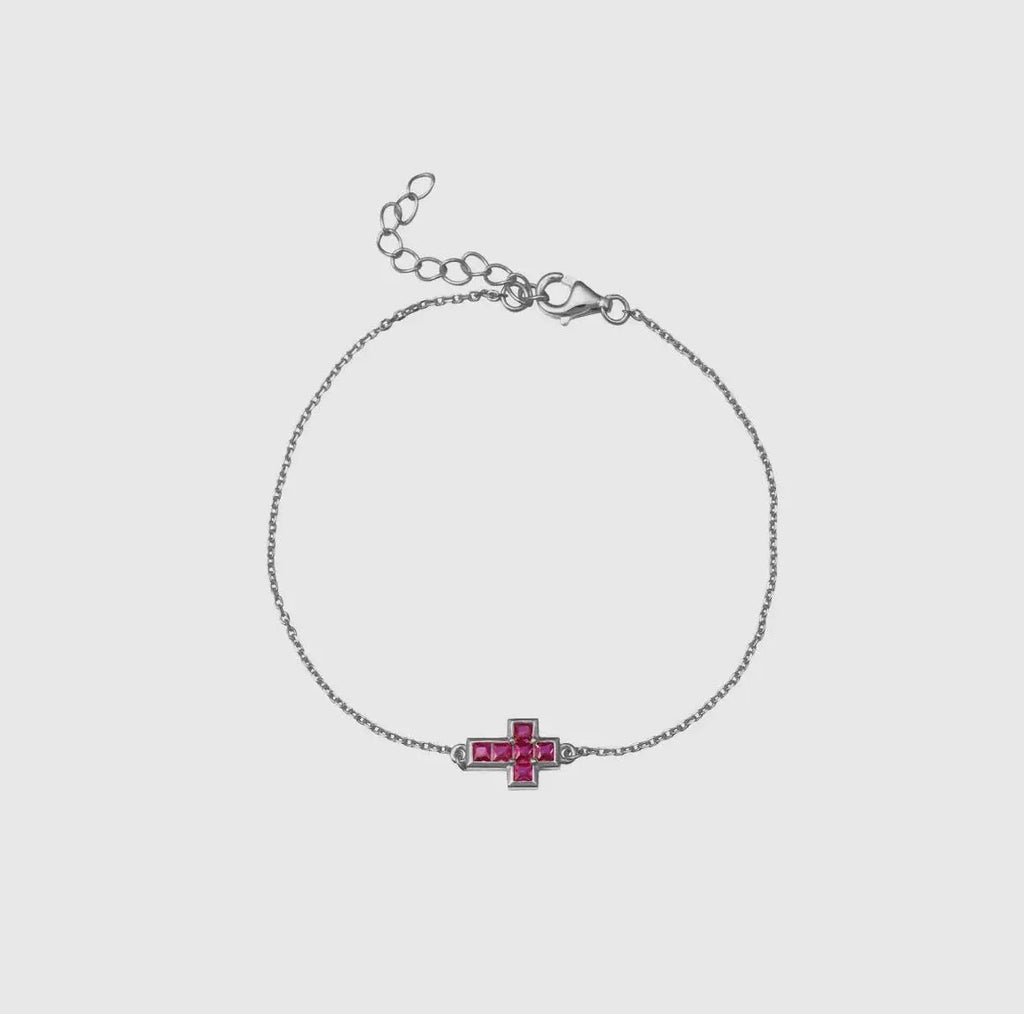 bracelet croix noe en argent et rose