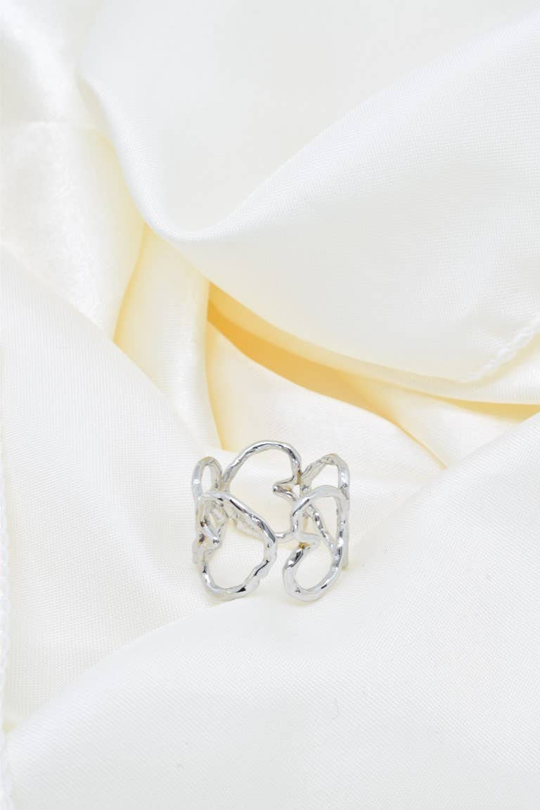 Bague cœur réglable en acier inoxydable - BG310192 - Bijoux Croix 