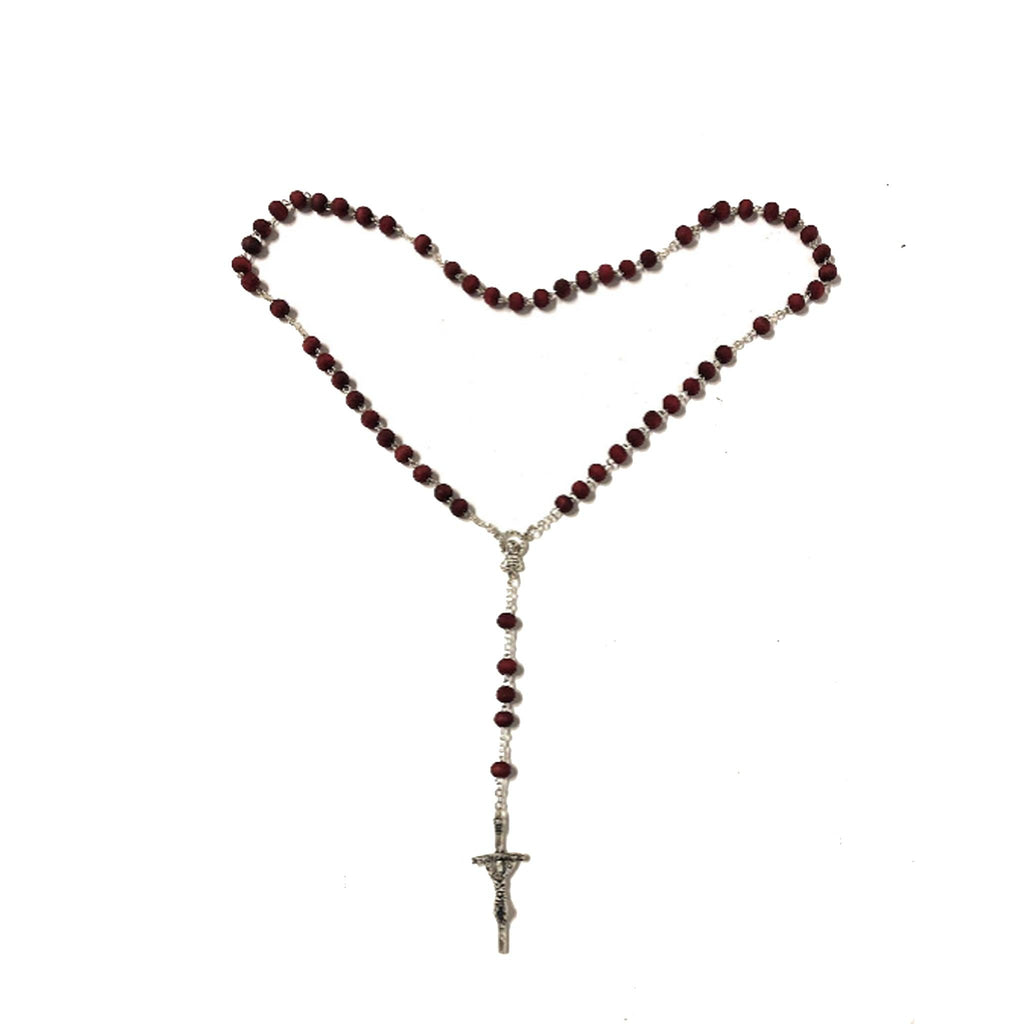 Chapelet Bois Parfumé à la Rose - Bijoux Croix