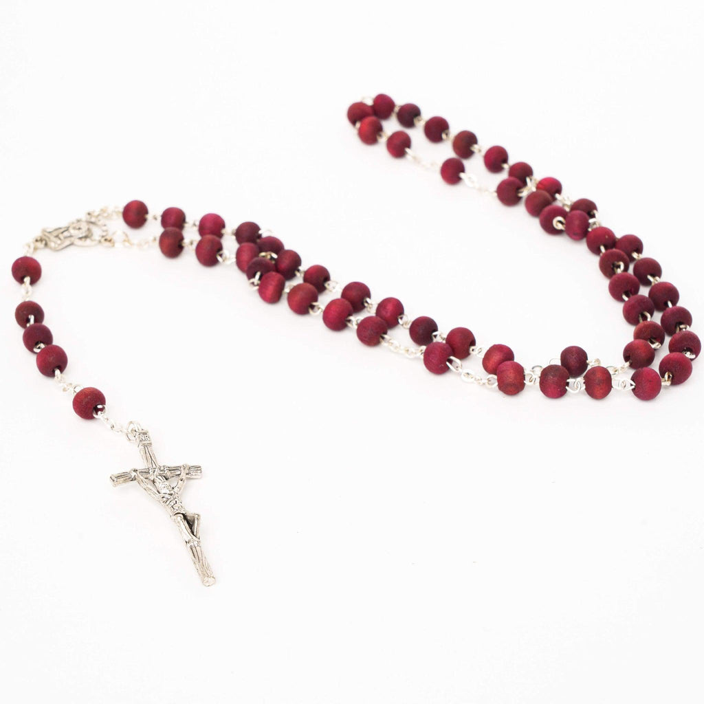 Chapelet Bois Parfumé à la Rose - Bijoux Croix