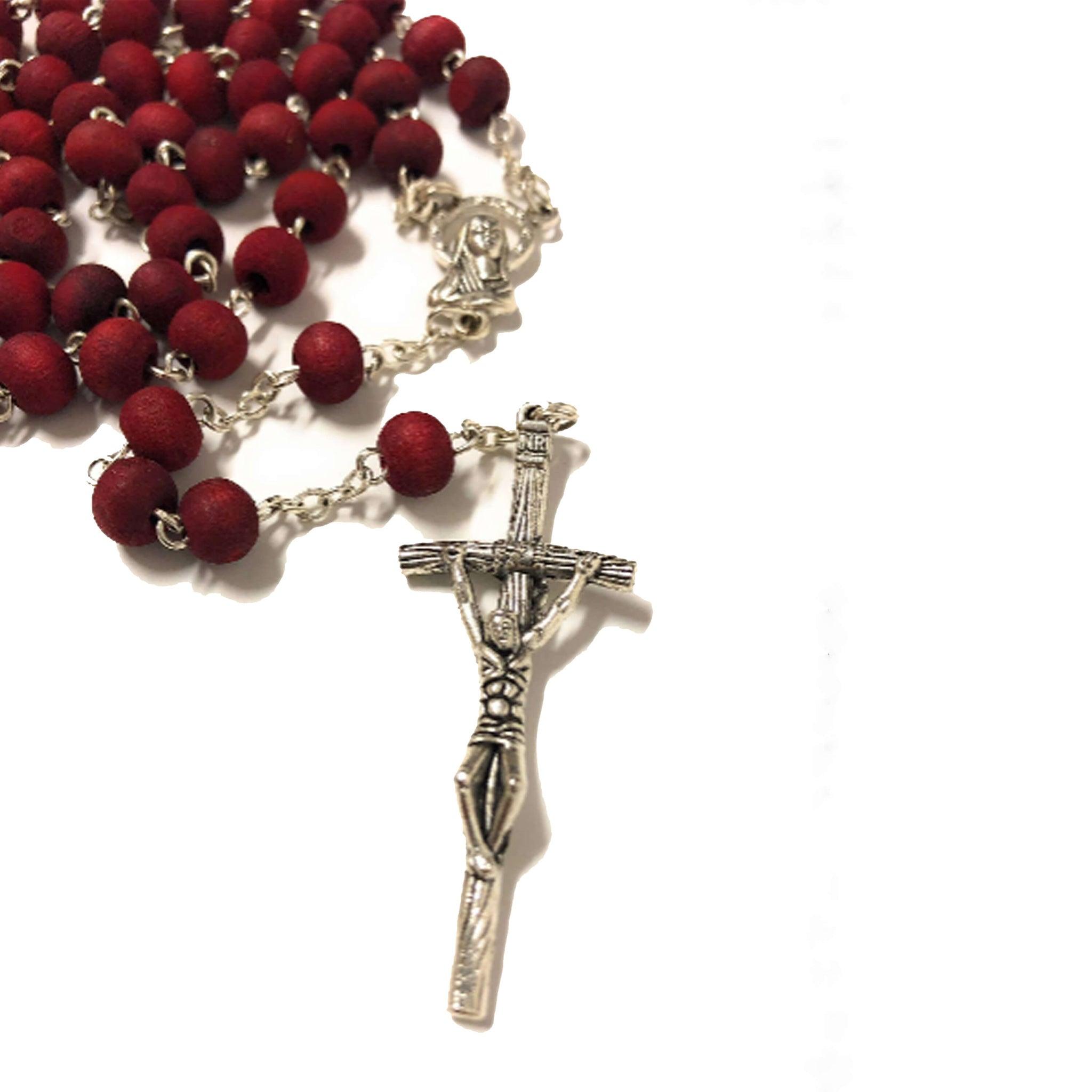 Chapelet Bois Parfumé à la Rose - Bijoux Croix