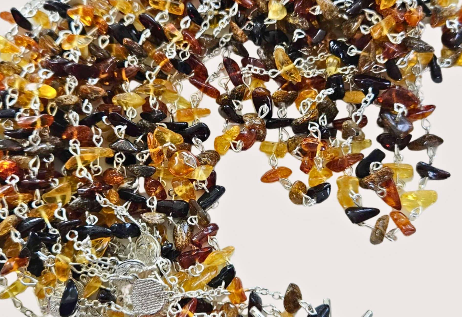 Chapelet en Ambre - Bijoux Croix