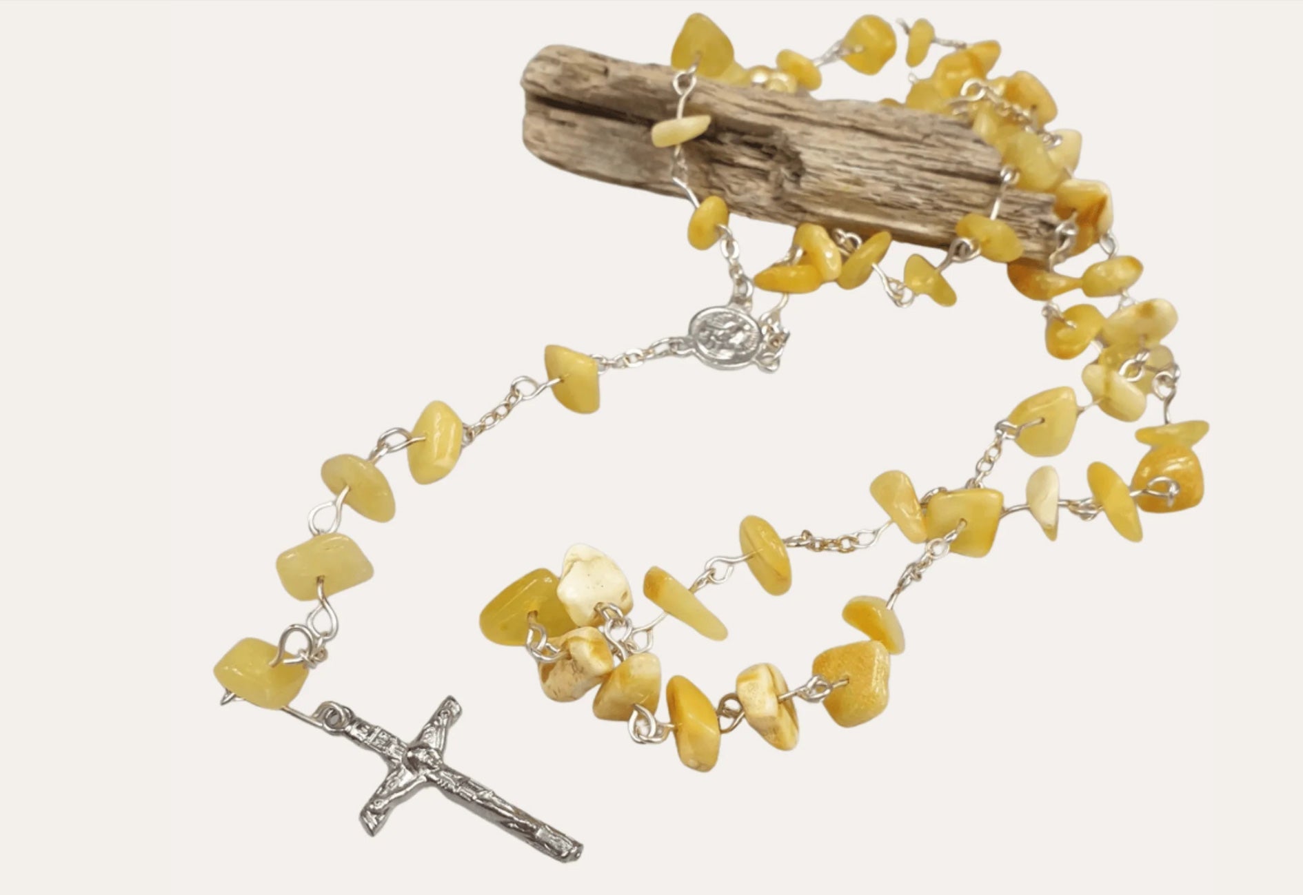 Chapelet en Ambre - Bijoux Croix