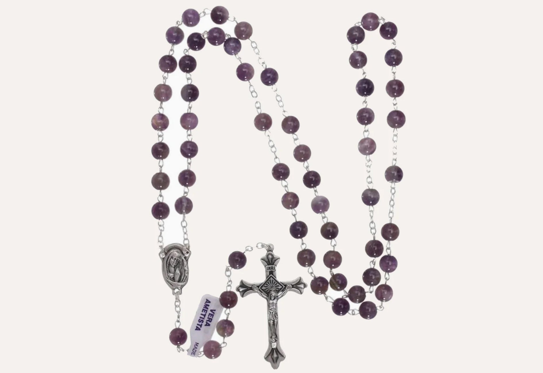 Chapelet en Améthyste - Bijoux Croix