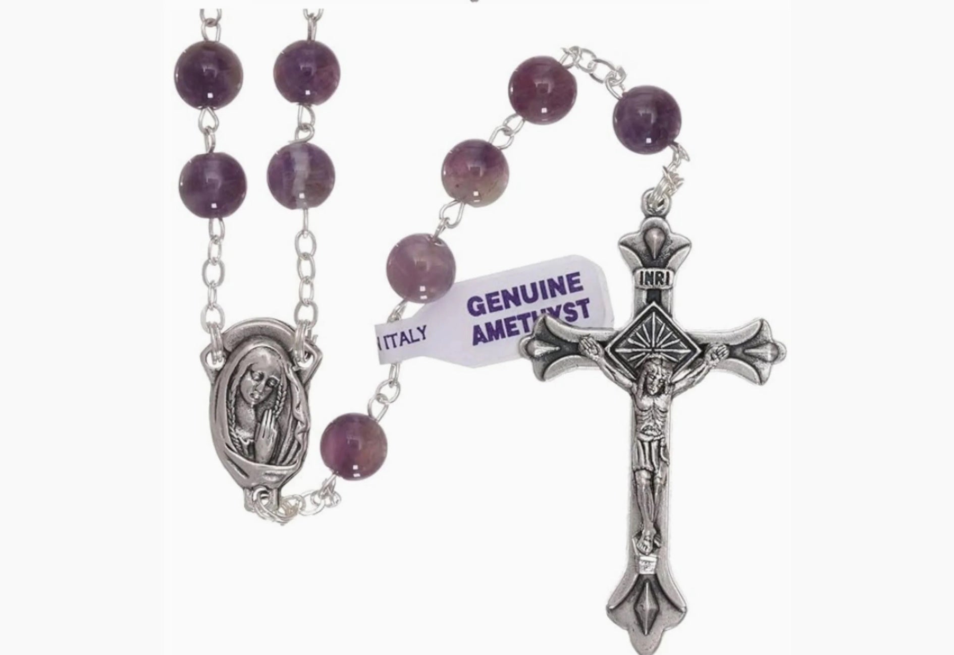 Chapelet en Améthyste - Bijoux Croix