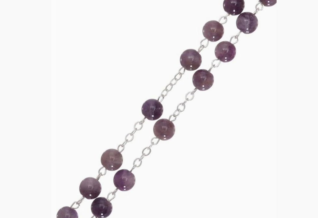 Chapelet en Améthyste - Bijoux Croix