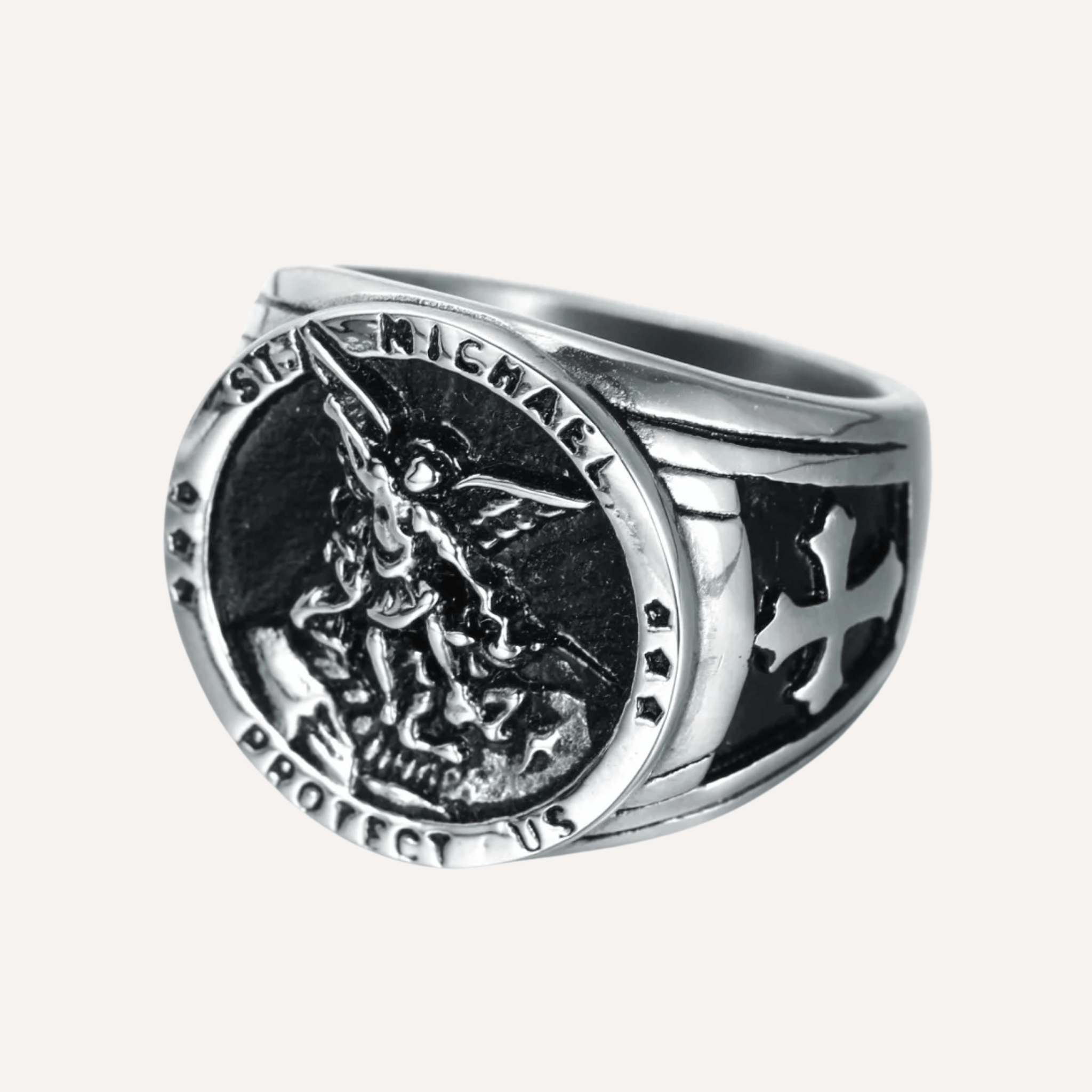 Chevalière Saint Michel Acier Inoxydable - Bijoux Croix