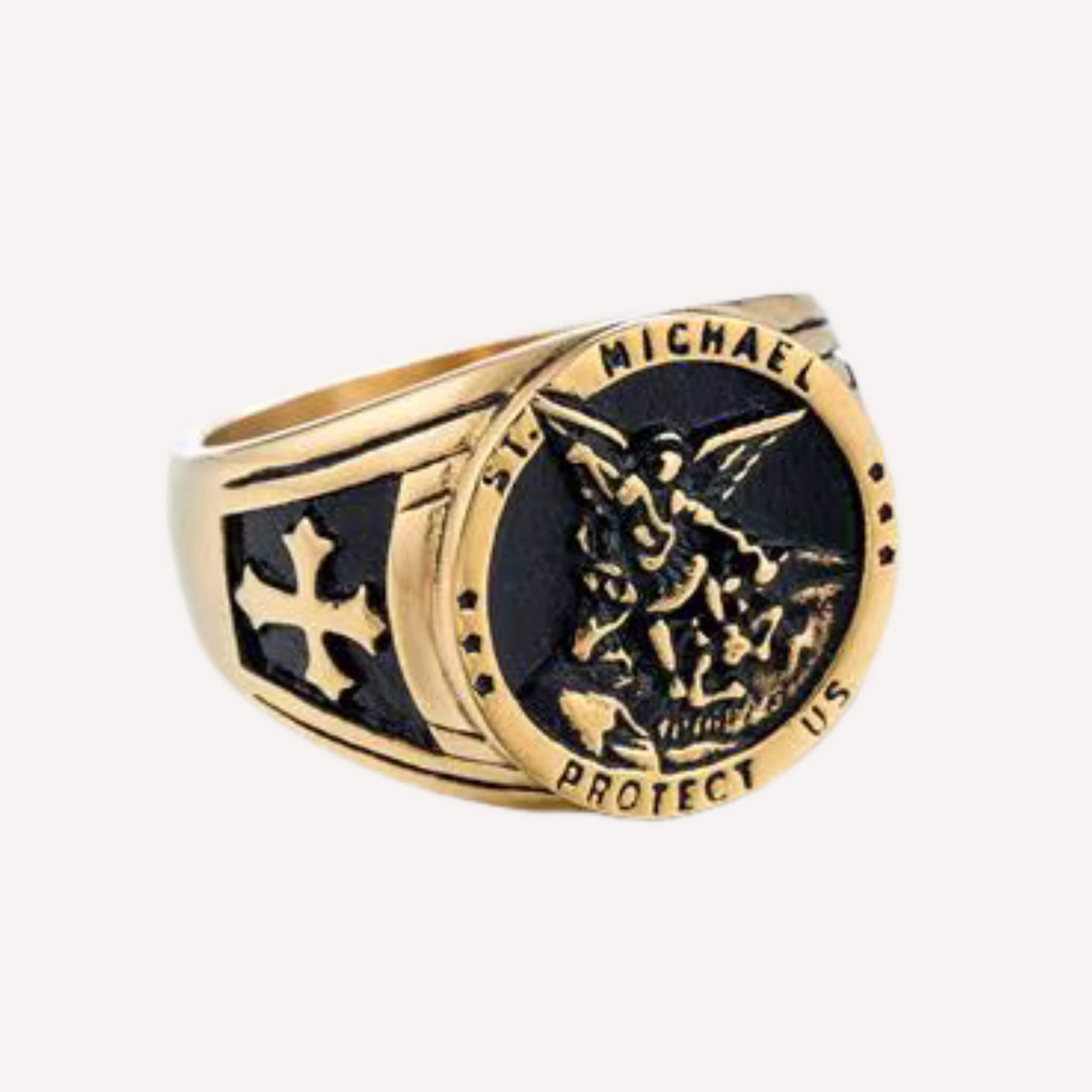 Chevalière Saint Michel Acier Inoxydable - Bijoux Croix