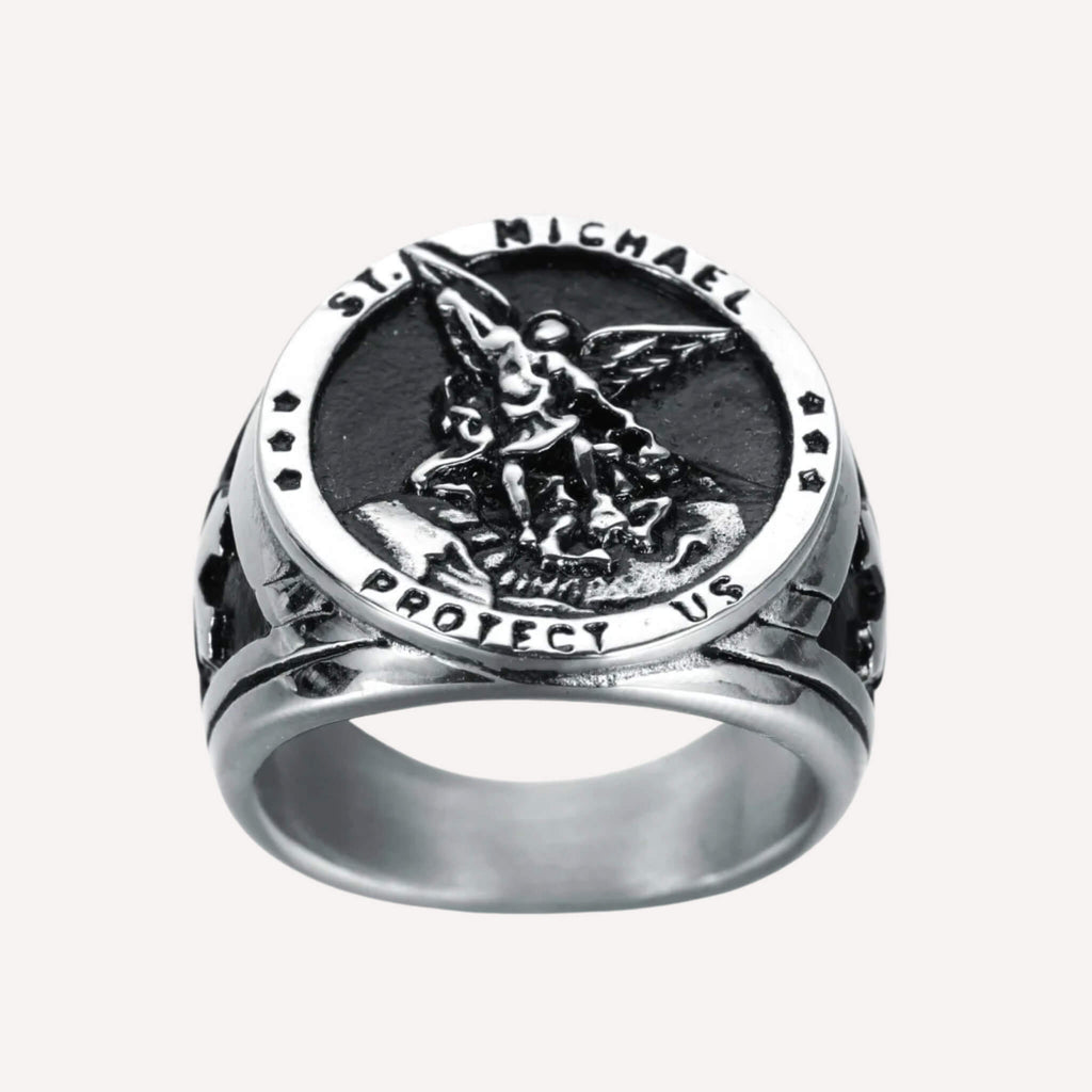 Chevalière Saint Michel Acier Inoxydable - Bijoux Croix