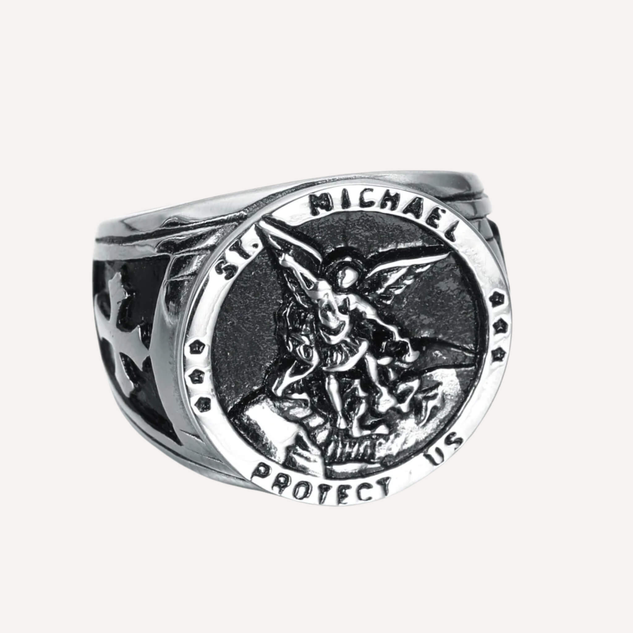 Chevalière Saint Michel Acier Inoxydable - Bijoux Croix