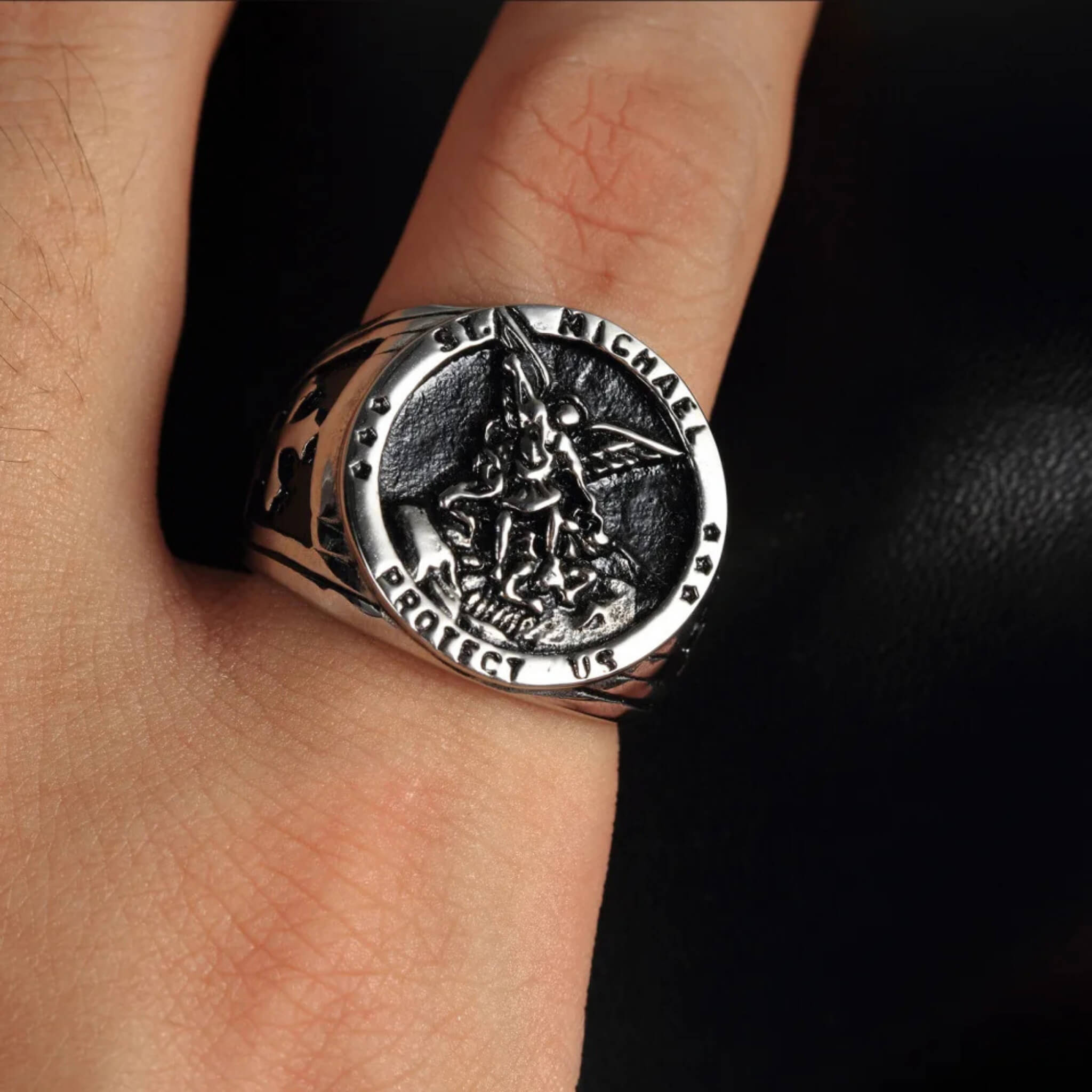 Chevalière Saint Michel Acier Inoxydable - Bijoux Croix