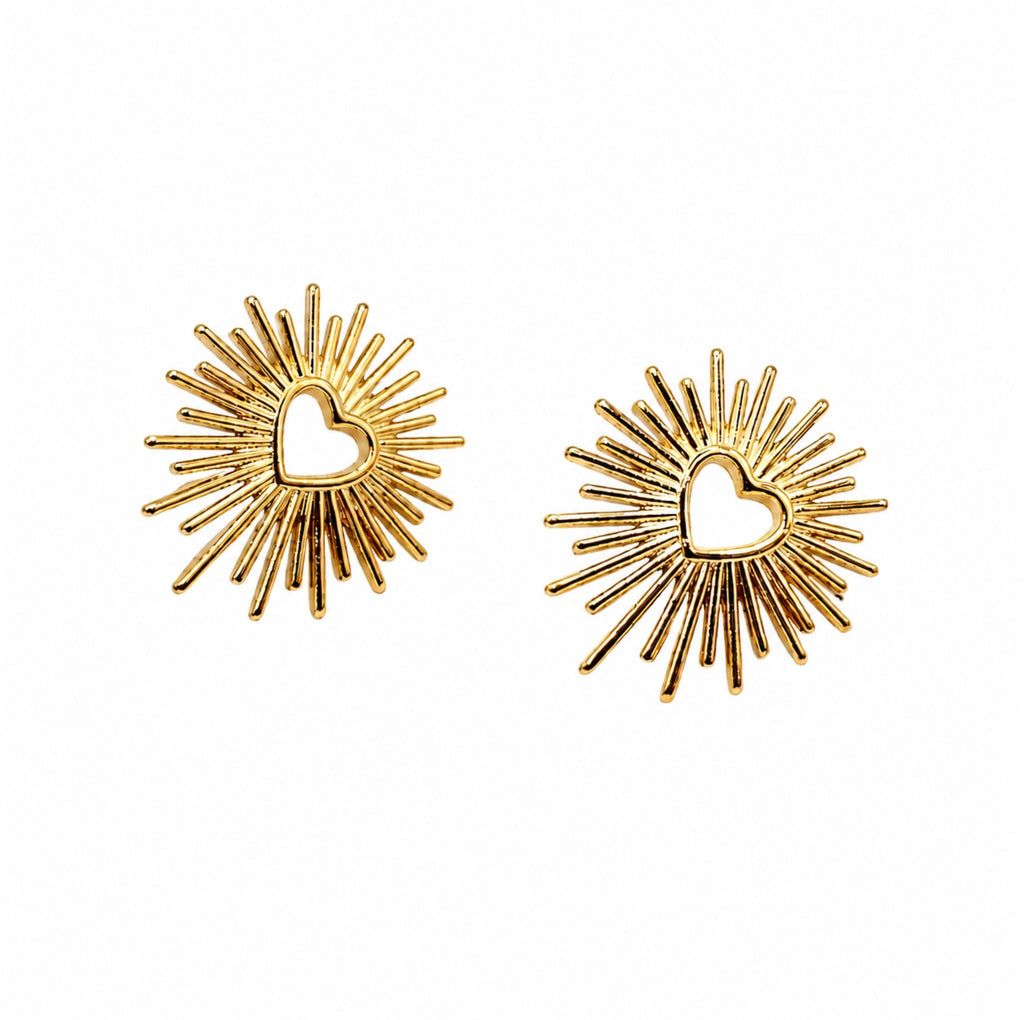 Clous d'oreilles Sacré-Cœur - Acier Plaqué Or - Bijoux Croix