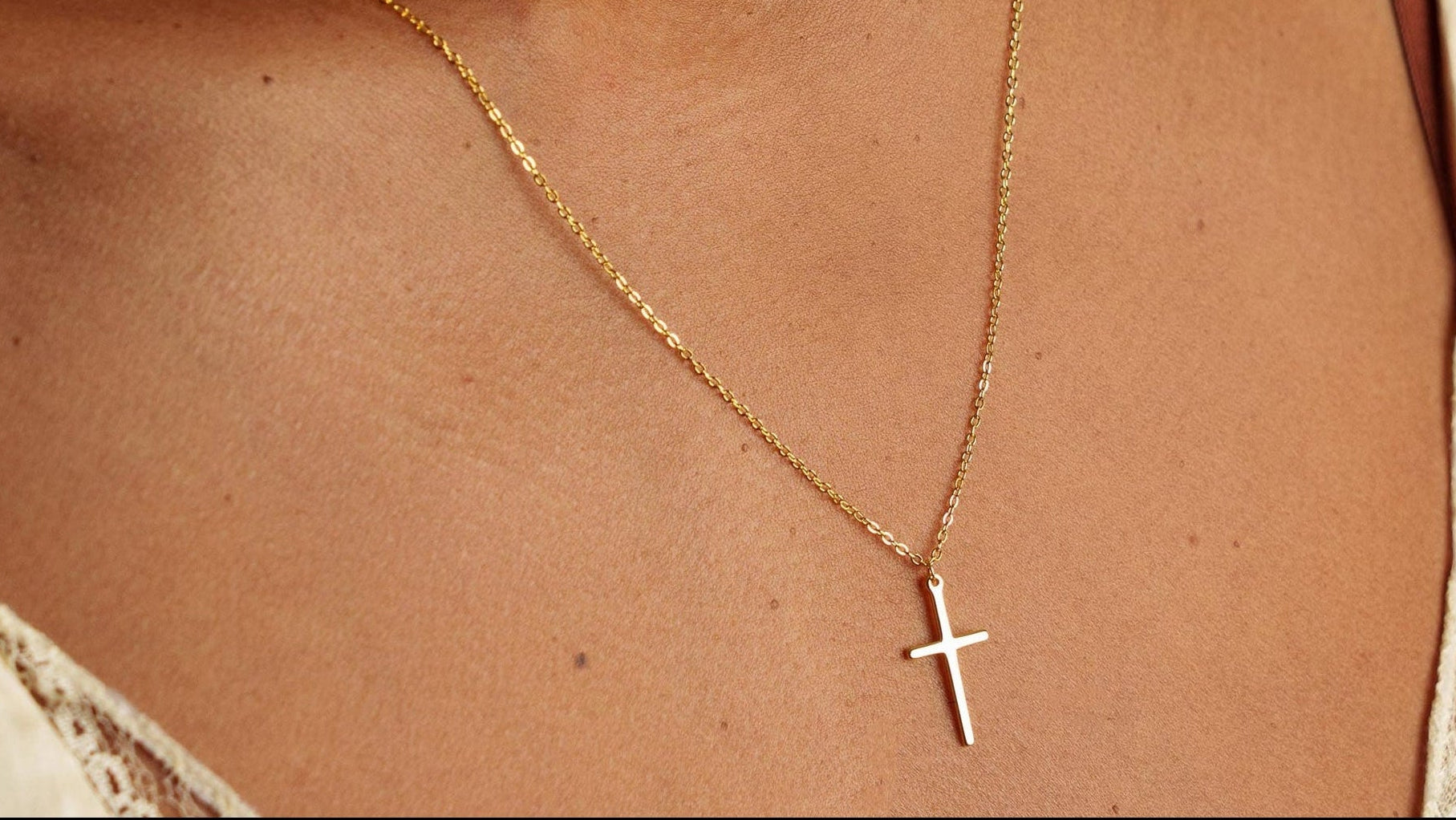 Collier Adonaï en Argent Plaqué Or 18K - Bijoux Croix