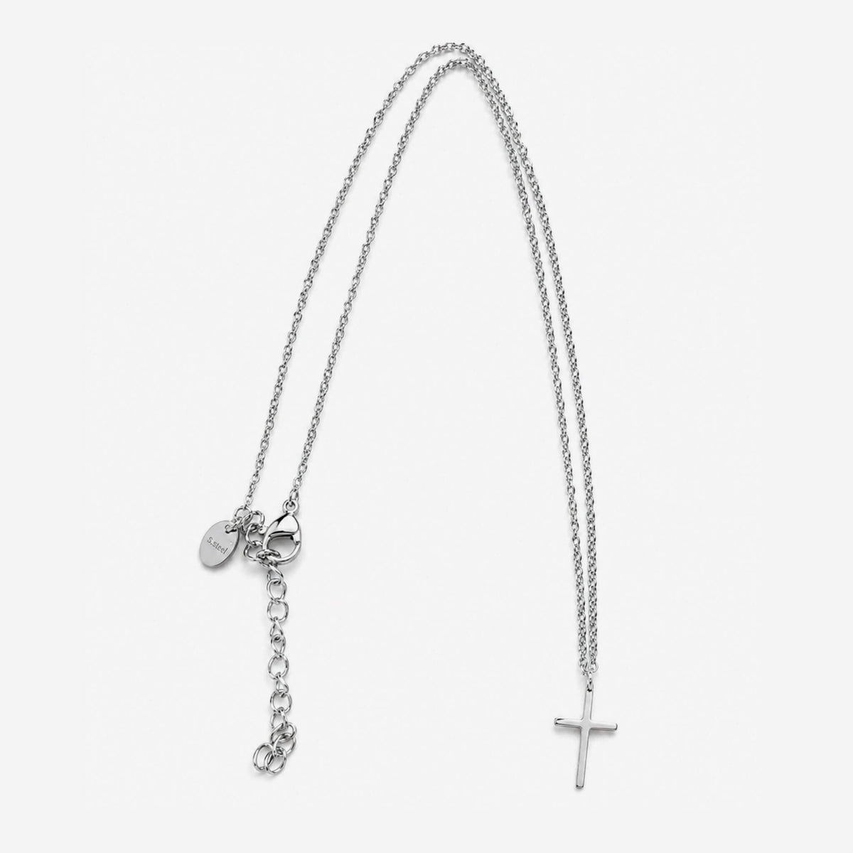 Collier croix argentchrétienne acier 