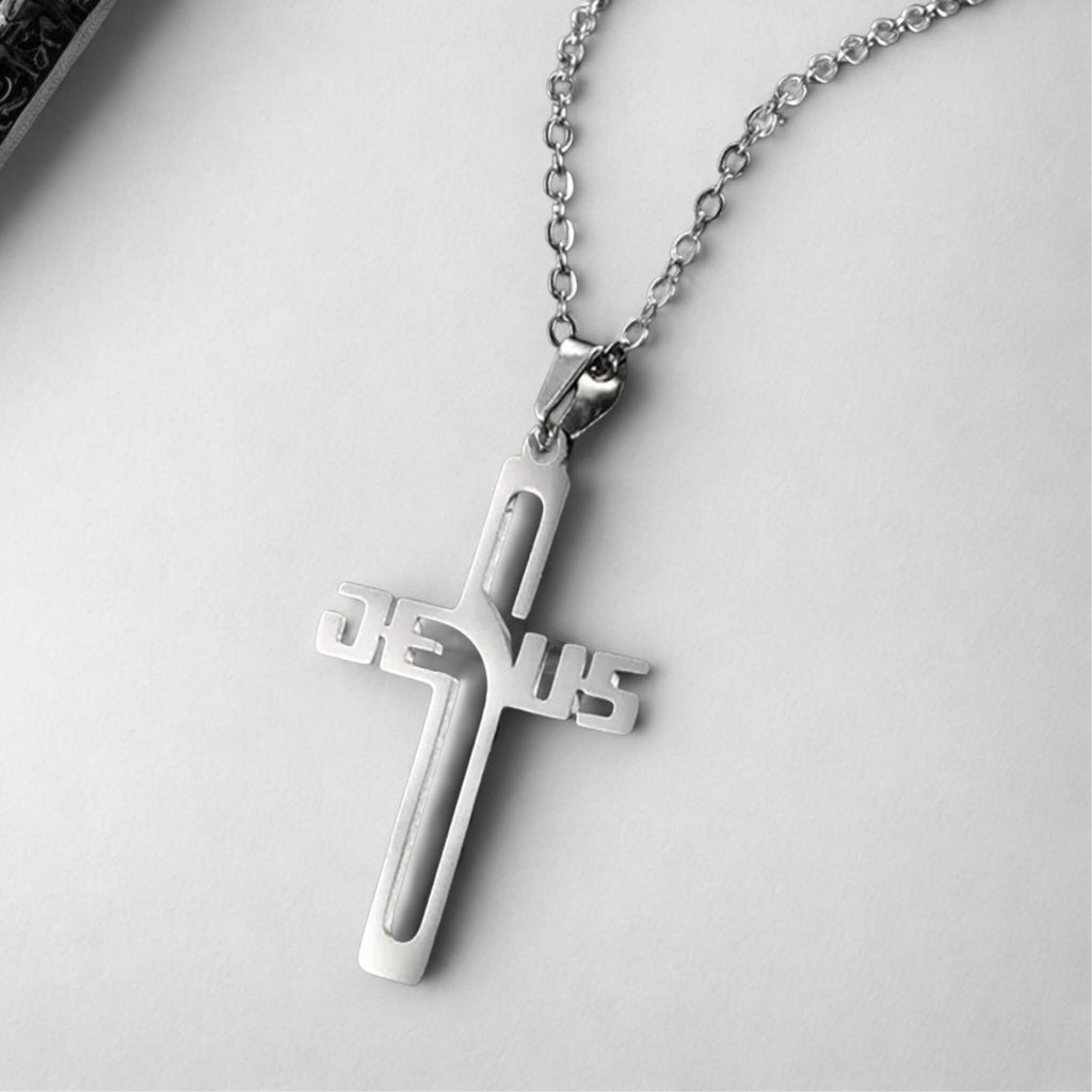 Collier croix JESUS argent zoom
