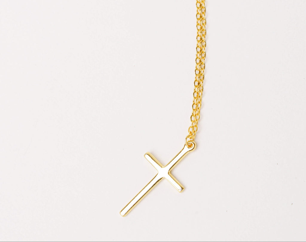 Collier Croix Adonaï en argent plaqué or 18K - bijou chrétien élégant