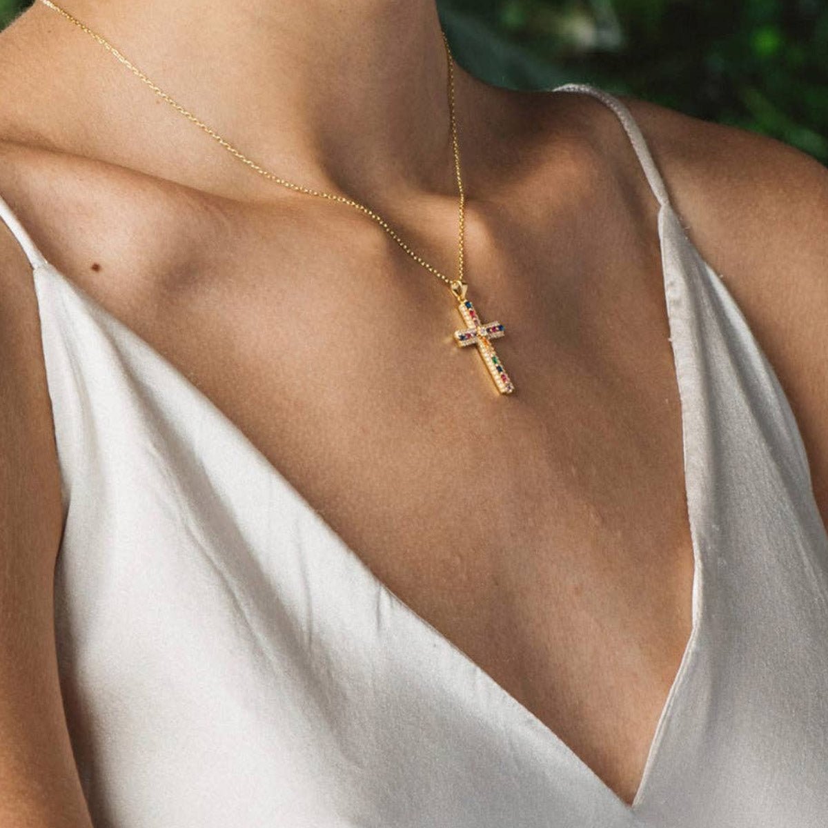 Collier Croix Céleste Multicolore - Bijoux Croix