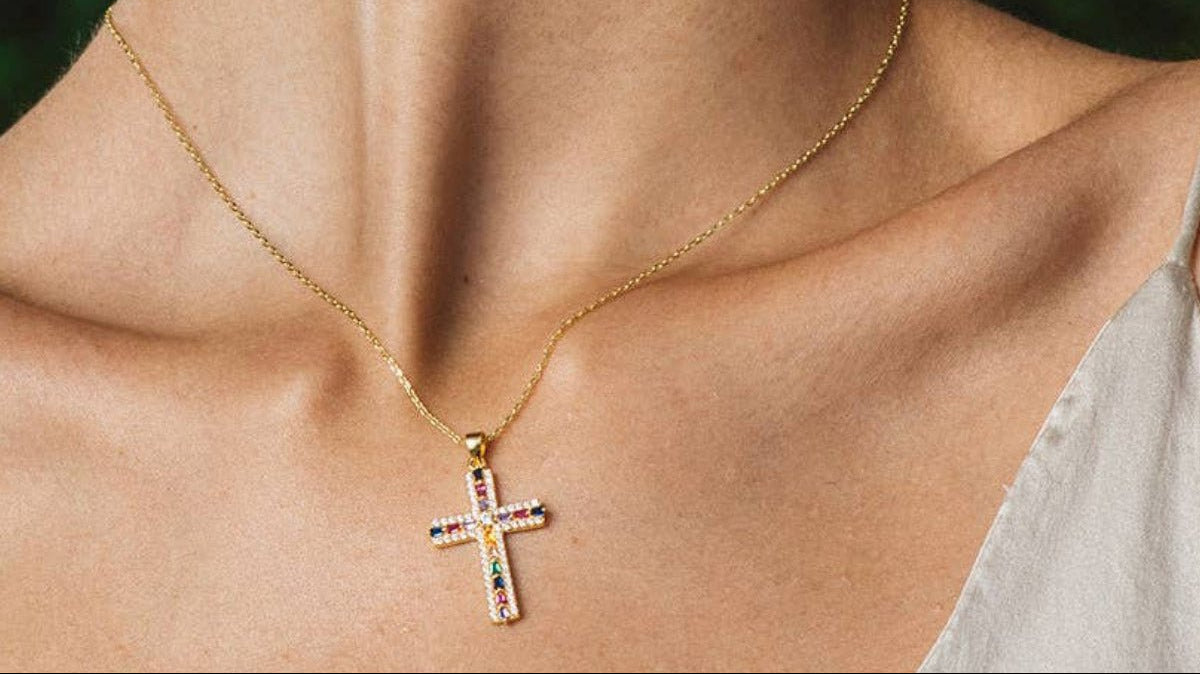 Collier Croix Céleste Multicolore - Bijoux Croix