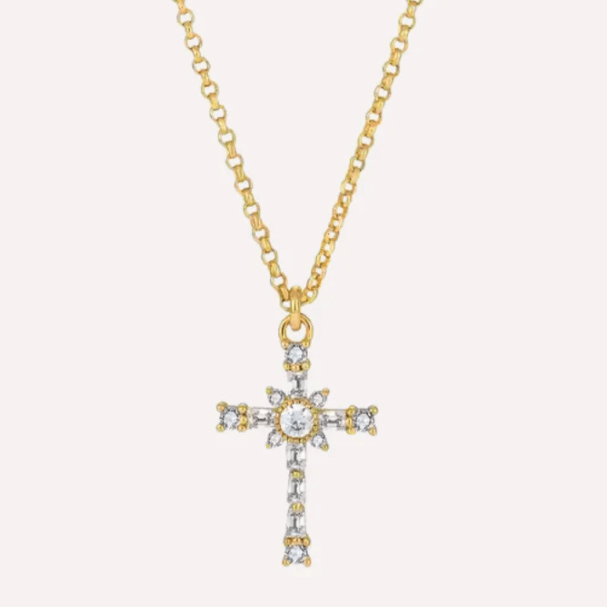 Collier Croix Chloé finition or