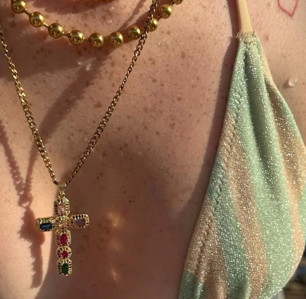 Collier Croix Divine Multicolore - Bijoux Croix