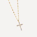 Collier croix Éclat acier inoxydable  zircons blancs