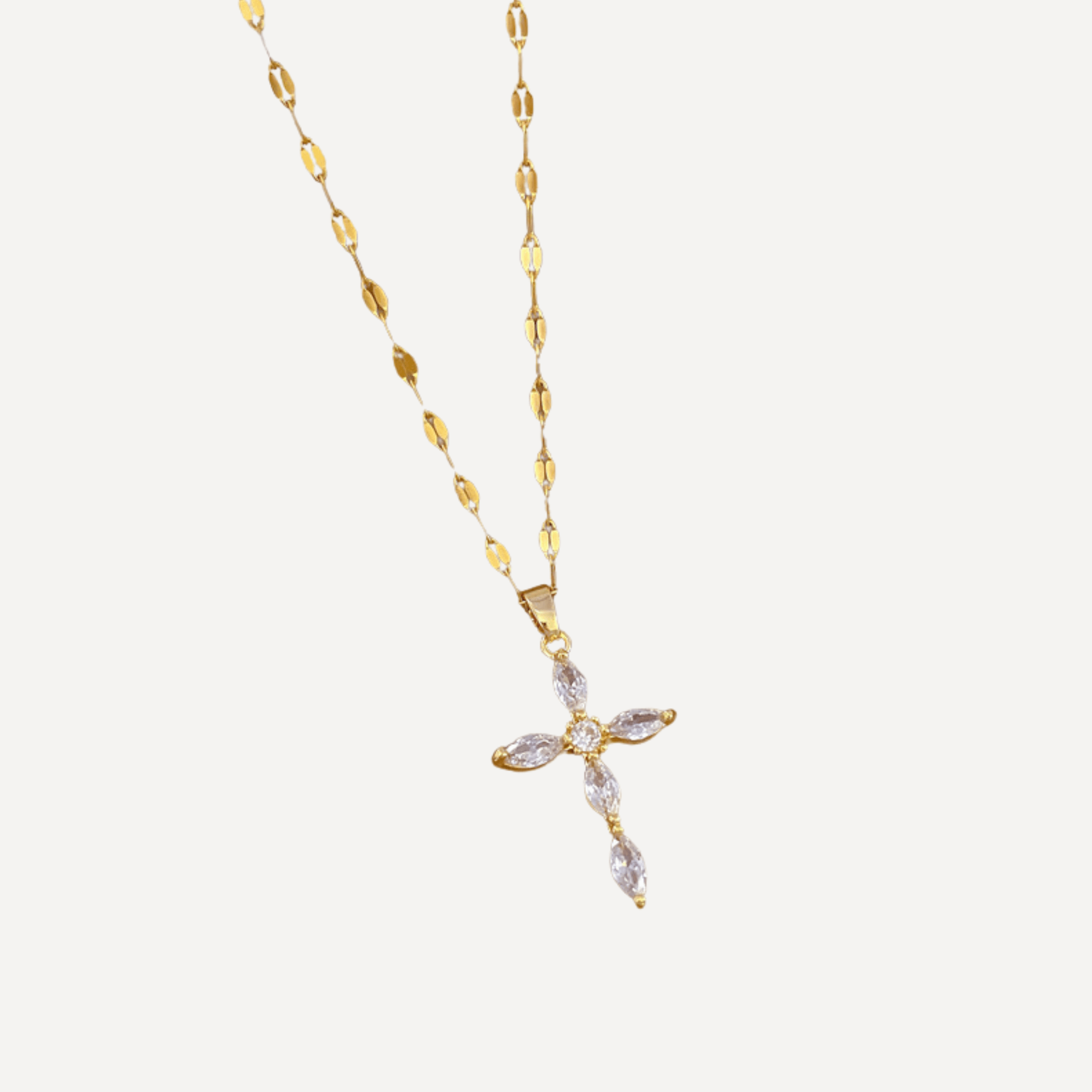 Collier croix Éclat acier inoxydable  zircons blancs