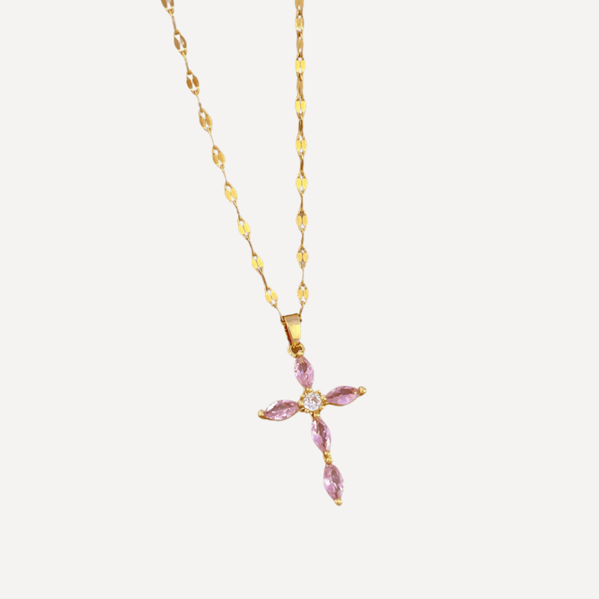 Collier croix Éclat  zircons mauves