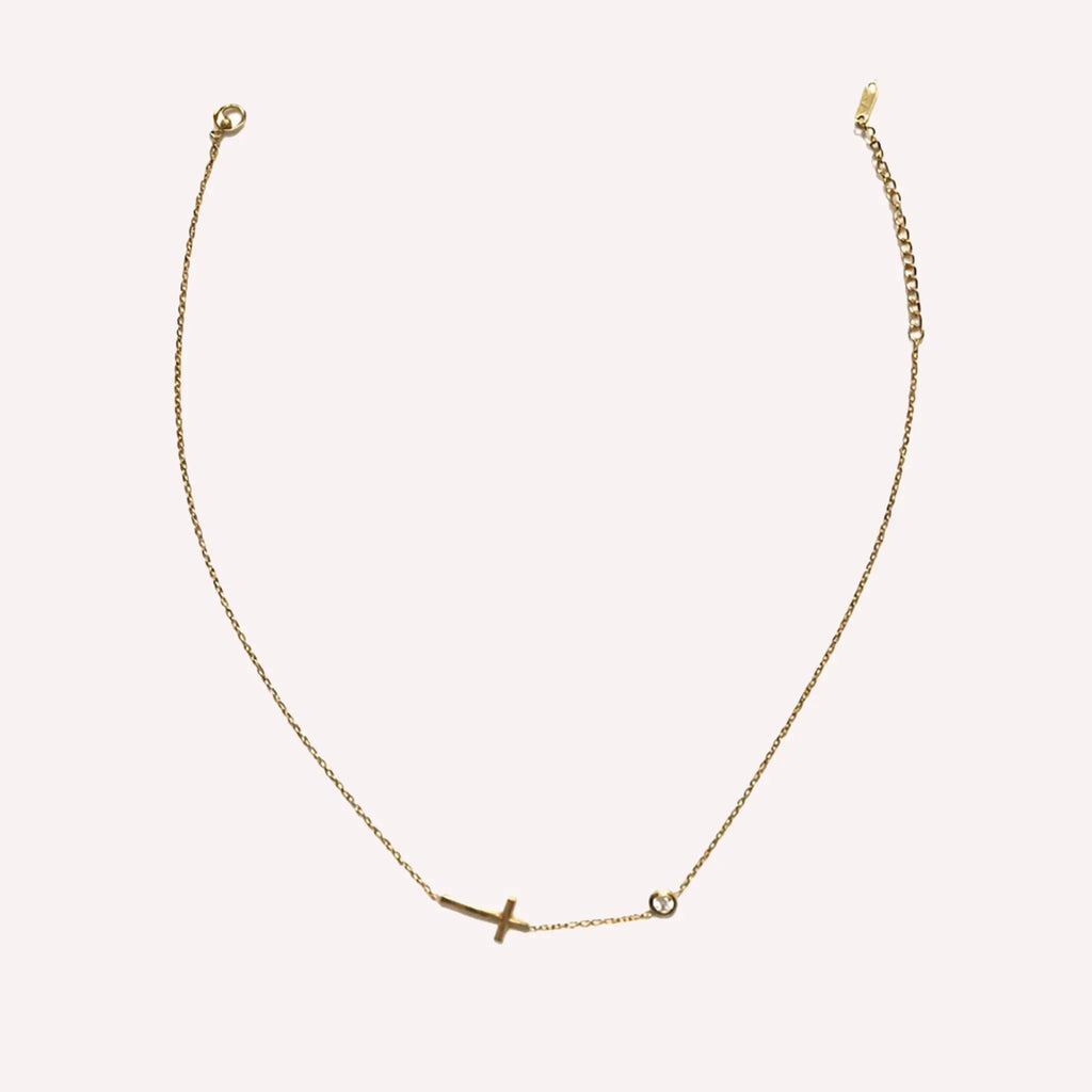 Collar cruz Emmanuel – acero inoxidabel - Bijoux Cruz